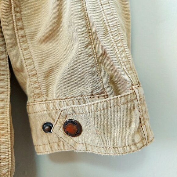 Roots Canada Women Utility Jacket Small Tan Button Cargo Hooded Lightweight - Picture 11 of 16